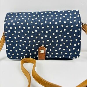 Thirty-One Double Up Crossbody Wallet City Navy Polka Dot Bag Purse Travel